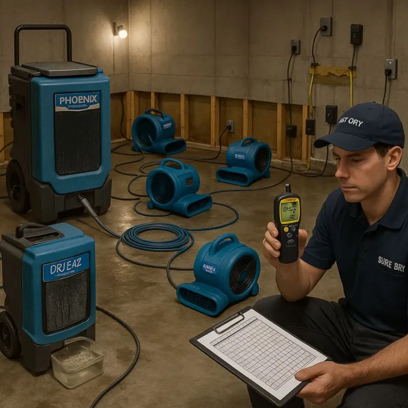 Structural Drying and Dehumidification process in Fife Heights, WA